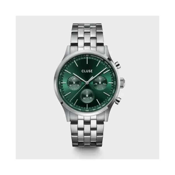 Cluse Anthéor Multifunction Watch Steel Green, Silver Colour