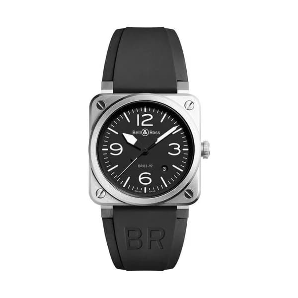 Bell&Ross Montre Bell &amp; Ross BR03-92 automatique cadran noir bracelet caoutchouc 42 mm