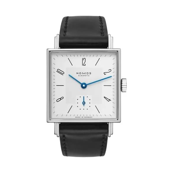 Nomos Montre NOMOS Tetra 27 mécanique cadran blanc bracelet cuir véritable noir 27,5 mm