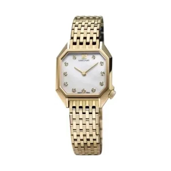 March LA.B Montre March LA.B Lady Mansart Electrique Nacre Or 18k Acier Poli-Brossé 9 maillons Plaqué Or