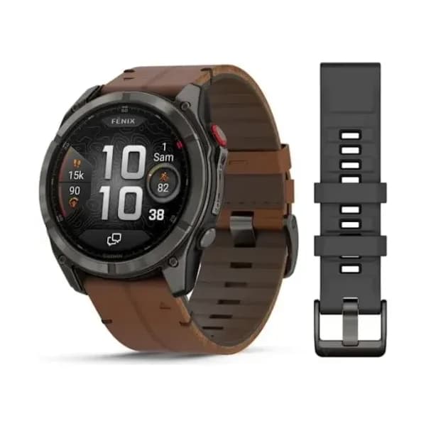 Garmin Montre Garmin Fenix 8 Pro 51mm AMOLED Sapphire Titane Bracelet Cuir + Silicone
