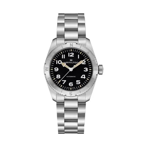 Hamilton Montre Hamilton Khaki Field Expedition automatique cadran noir bracelet acier 37 mm