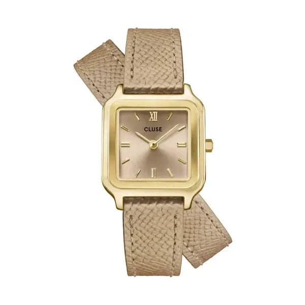 Cluse Gracieuse Petite Watch Double Leather, Rugby Tan, Gold Colour