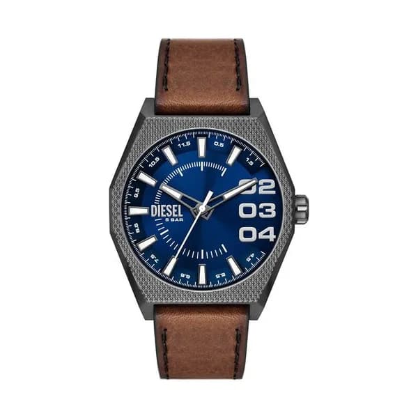 Diesel Montre Diesel Collection Scraper en Cuir Marron