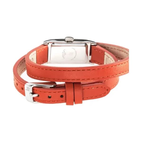 Lip Montre Lip T13 quartz cadran blanc bracelet cuir orange 10 mm