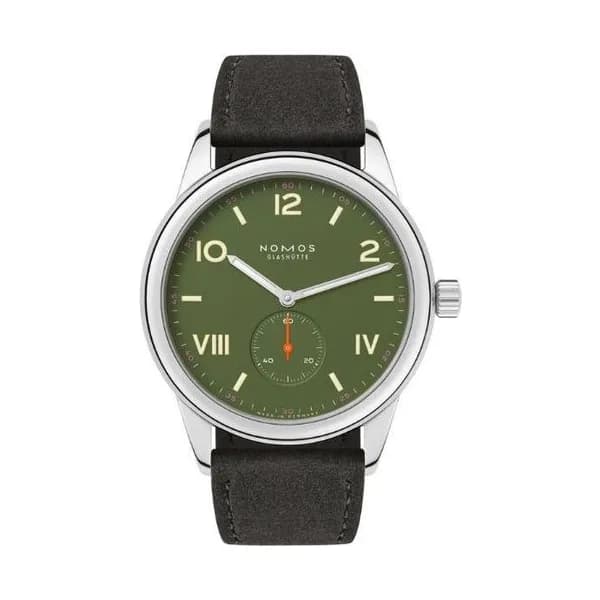 Nomos Montre NOMOS Club Campus All Olive mécanique fond acier cadran vert bracelet velours anthracite 36 mm