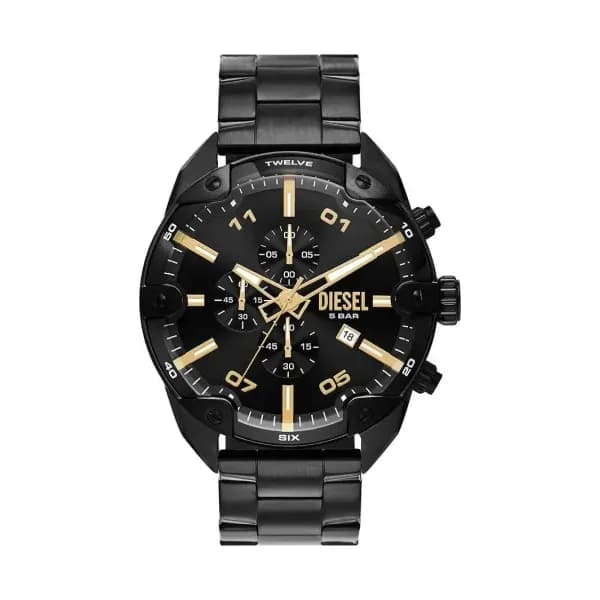Diesel Montre Diesel Collection Spiked en Acier et PVD Noir