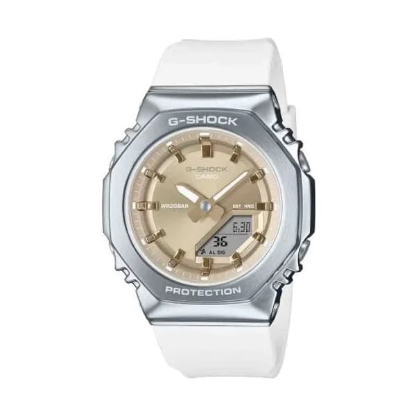 Casio Montre GShock G-Steel Lady - Série GM-S2100 - Blanc & Dorée 46 x 40.2 mm- GM-S2110-7A9