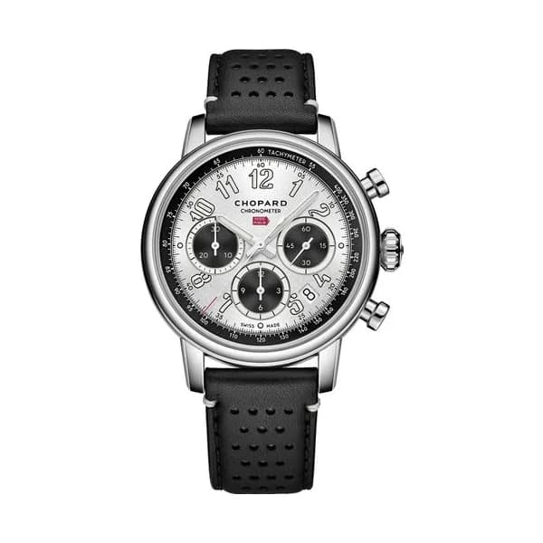 Chopard Montre Chopard Mille Miglia Classic Chronographe automatique cadran argent bracelet cuir noir 40,5 mm