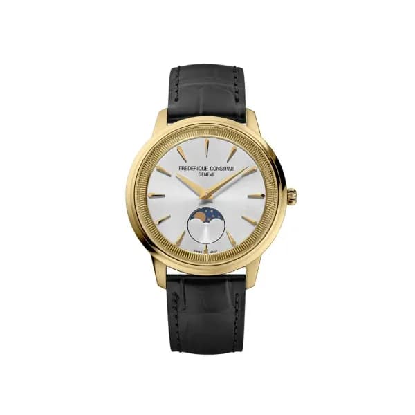 Frédérique Constant Montre Frédérique Constant Moneta Moonphase Quartz Cadran Argent Bracelet Cuir - FC-206S3S5