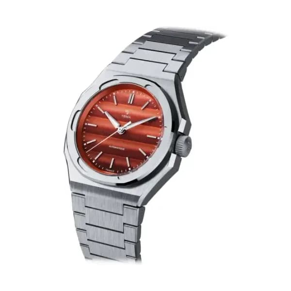 Yema Montre Yema Wristmaster Traveller 39mm Cadran Orange Bracelet Acier