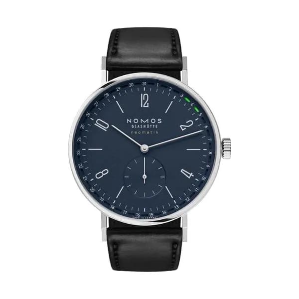 Nomos Montre Nomos Tangente neomatik 41 Update bleu nuit automatique cadran bleu bracelet cuir noir 40,5 mm