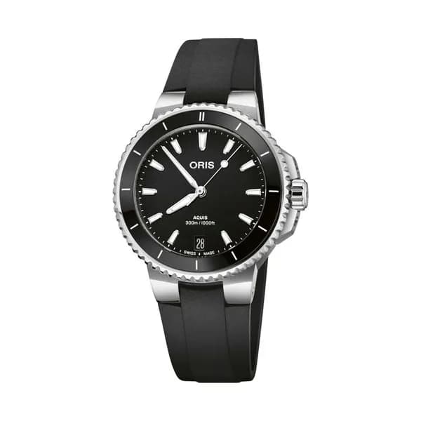 Oris Montre Oris Plongée Aquis Date Calibre 733 automatique cadran noir bracelet caoutchouc noir 36,5 mm
