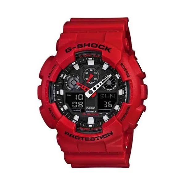 Casio Montre GShock Classic - Série GA-100 - Rouge 55 × 51.2 mm- GA-100B-4A