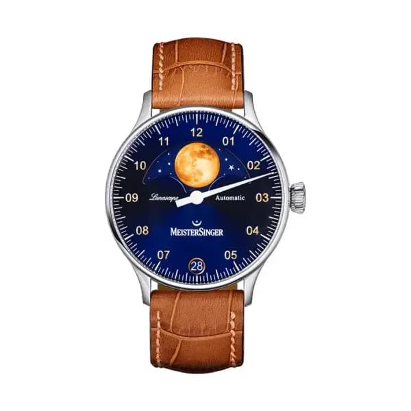 MeisterSinger Montre Lunascope Bleu soleillé/Doré LS908G