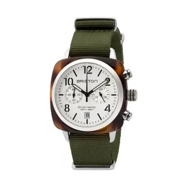 Briston Montre Briston Clubmaster Classic Acétate Bracelet Nato Vert Militaire