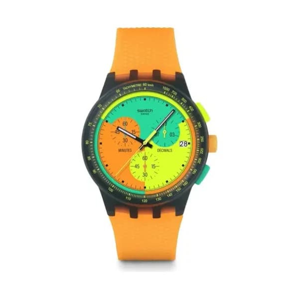 Swatch Montre quartz Mixte Neon 3 Orange, Vert, Jaune