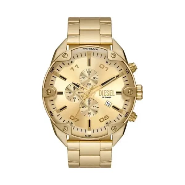 Diesel Montre Diesel Collection Spiked en Acier et PVD Doré