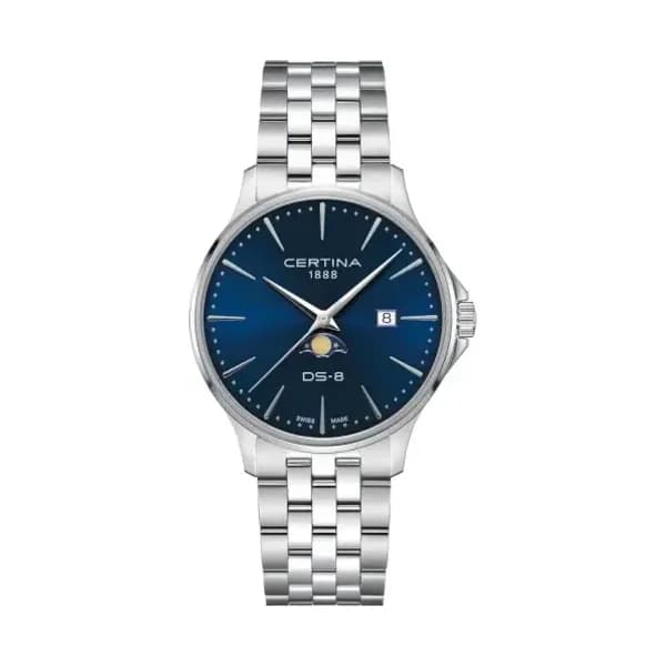 Certina Montre Certina DS-8 Moonphase Gent Cadran Bleu Bracelet Acier inoxydable
