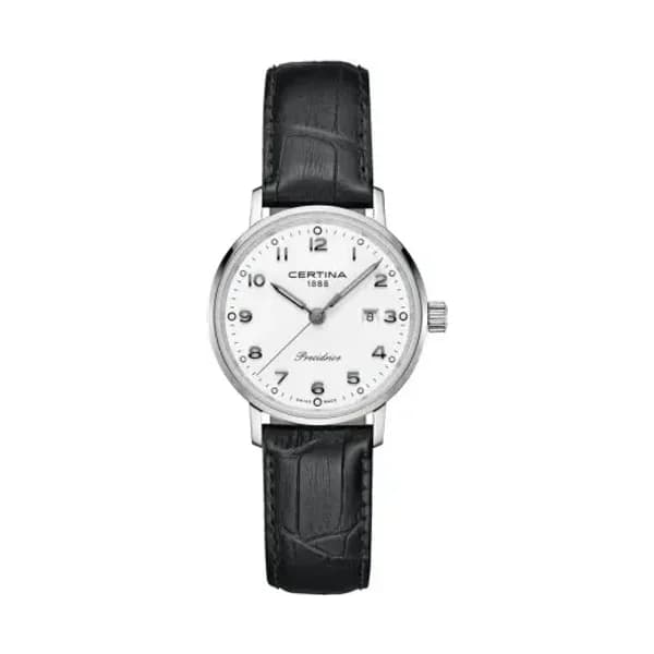 Certina Montre Certina DS Caimano Lady Quartz Cadran Blanc Bracelet Cuir
