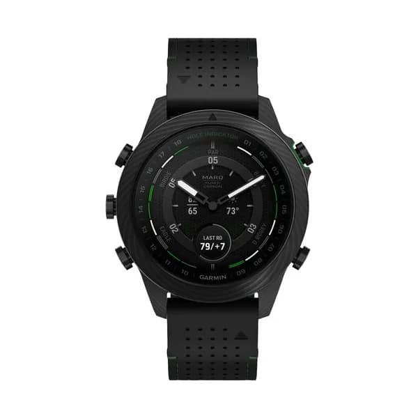 Garmin Montre Garmin Marq Genroach® CT10 2 Golfer Carbon saph carbone et titane bracelets hybride cuir noir App 46 mm