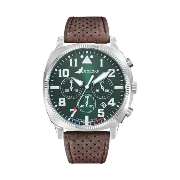 Patrouille de France Montre Rafale Solo Display COACH Chrono Vert Cuir Marron 666026