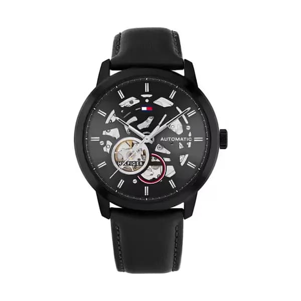 Tommy Hilfiger Montre Homme Tommy Hilfiger Cuir véritable Noir 1710659