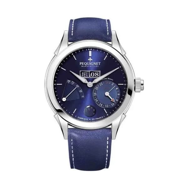 Pequignet E. Montre Pequignet Royale GMT Automatique Cadran Bleu - 9010973-CB