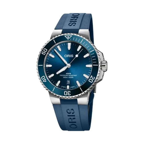 Oris Montre Oris Plongée Aquis Date Calibre 733 automatique cadran bleu bracelet caoutchouc bleu 41,5 mm