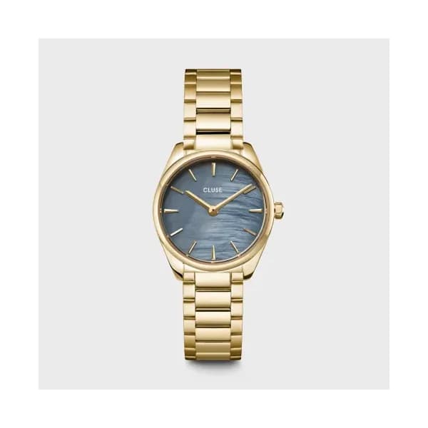 Cluse Féroce Mini Watch Steel, Blue Pearl, Gold Colour