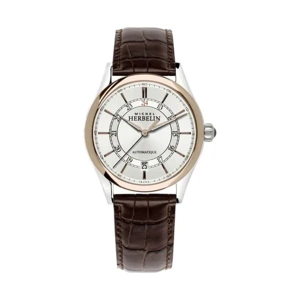 Michel Herbelin Montre Michel Herbelin Classiques 24H automatique cadran gris bracelet cuir marron 39 mm