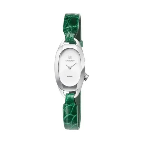 March LA.B Montre MARCH LA.B Oblongue Acier White Bracelet Alligator