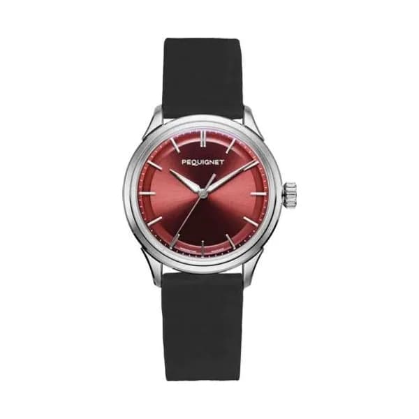Pequignet Montre Pequignet Royale Paris Calibre Initial Cadran Rouge - 9106363- CAOUTCHOUC