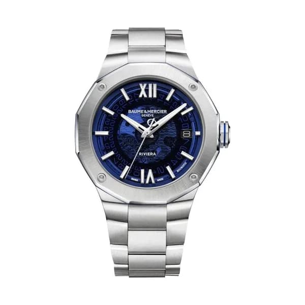 Baume & Mercier Montre Baume et Mercier Riviera Edition Limitée automatique cadran bleu bracelet acier 42 mm