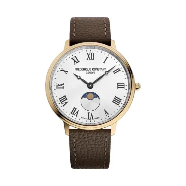 Frédérique Constant Montre Frédérique Constant Classics Moneta MoonPhase Quartz Cadran Blanc Bracelet Cuir - FC-206RS3S5