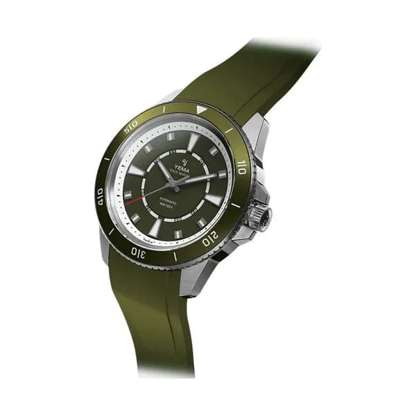 Yema Montre Yema Sous-Marine automatique cadran vert bracelet caoutchouc vert 40,5 mm