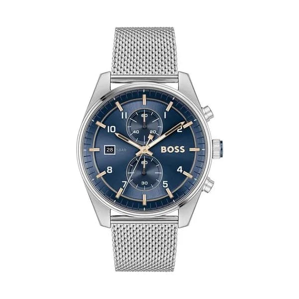 Hugo Boss Montre Boss Collection Skytraveler en Acier Argenté