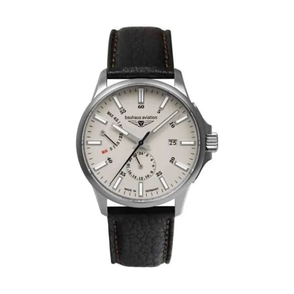 Bauhaus Montre Bauhaus Aviation Titanium Automatique Cadran Blanc Bracelet Cuir - 28605
