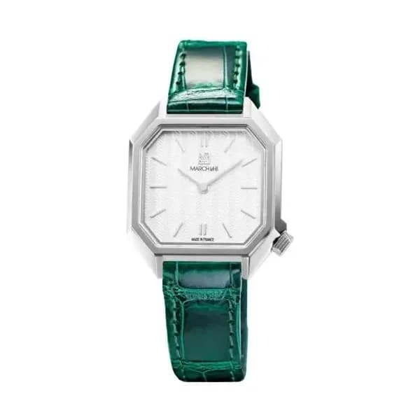 March LA.B Montre March LA.B Milady Mansart Electrique Chevrons Blancs Alligator Vert