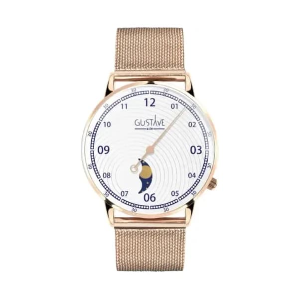 Gustave & Cie Montre 12H Georges Or Rose & Blanc Milanais Or Rose 36mm