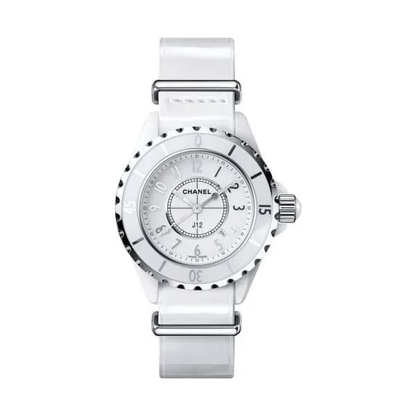 Chanel Montre CHANEL J12-G10 Gloss cadran blanc bracelet veau verni 33 mm