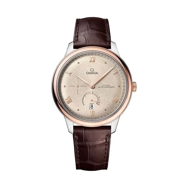 Omega Montre Omega de Ville Prestige Co-Axial Master Chronometer Réserve de Marche Or et Acier cadran lin bracelet cuir 41 mm