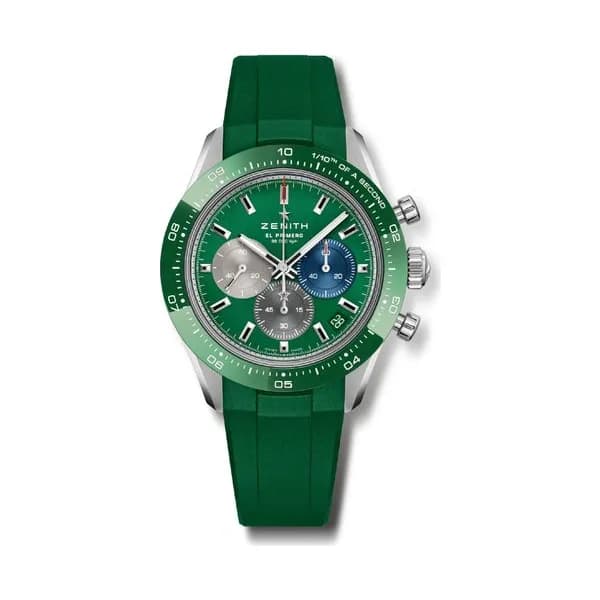 Zenith Montre Zenith Chronomaster Sport automatique cadran vert bracelet caoutchouc 41 mm