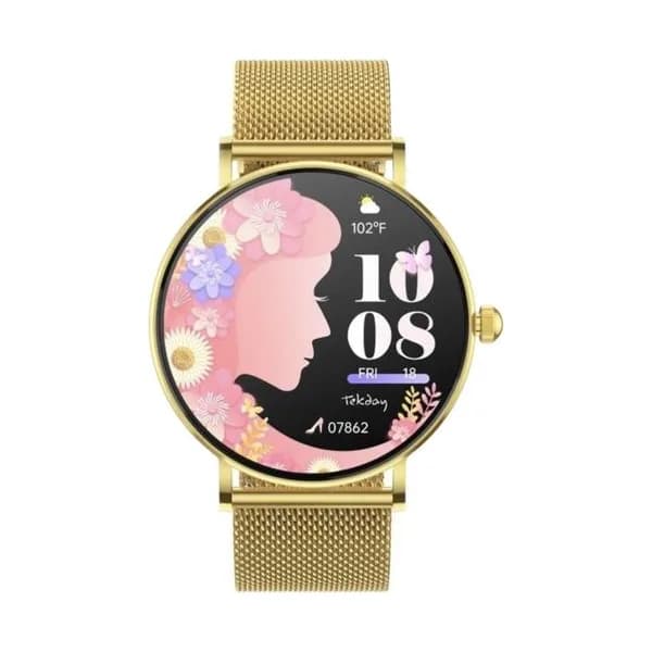 Tekday Montre Connectée Tekday en Acier Doré