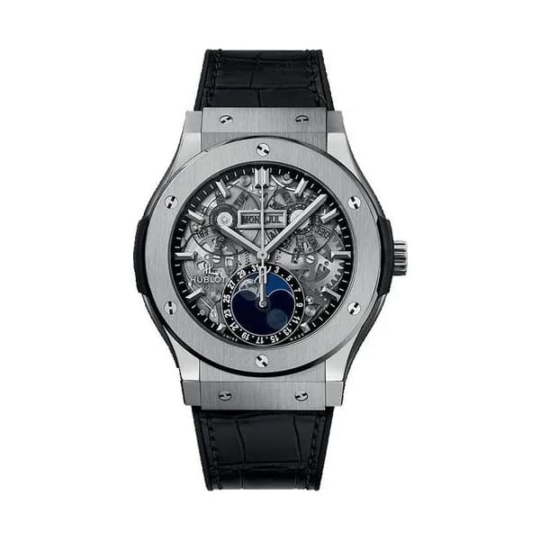 Hublot Montre Hublot Classic Fusion Aerofusion Moonphase Titanium bracelet cuir et caoutchouc 45 mm