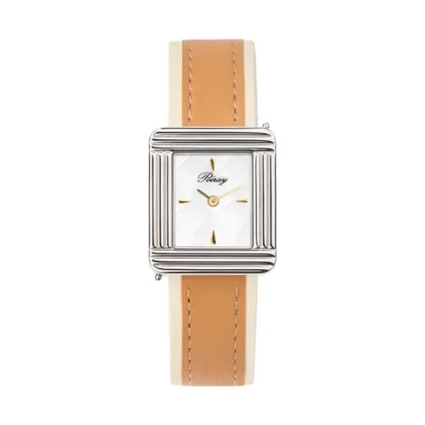 Poiray Montre Poiray Ma Première Cadran Blanc Texturé Bracelet Veau Sellier Miel