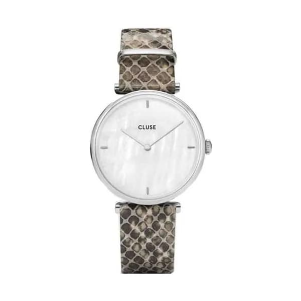 Cluse Triomphe Watch Leather, Grey Python, Silver Colour