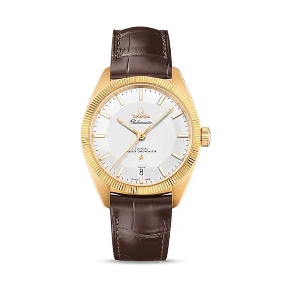 Omega Montre Omega Constellation Globemaster Co-Axial Master Chronometer or bracelet cuir brun 39 mm