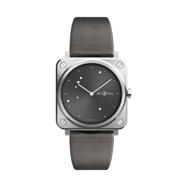 Bell & Ross Montre Bell &amp; Ross BR S Grey Diamond Eagle quartz cadran gris bracelet caoutchouc 39 mm
