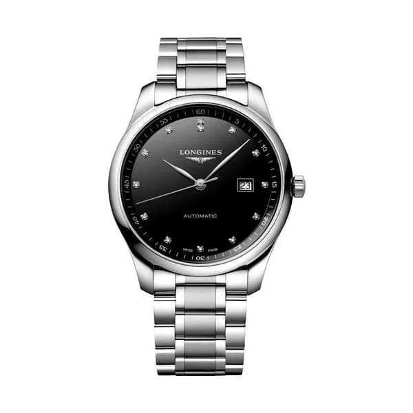 Longines Montre Longines Master Collection automatique index diamants cadran noir bracelet acier 42 mm